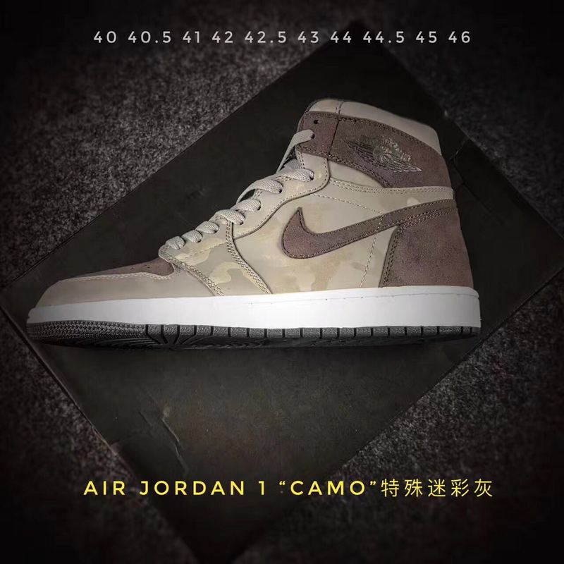 2017 Men Air Jordan 1 Camo Grey Shoes - Click Image to Close